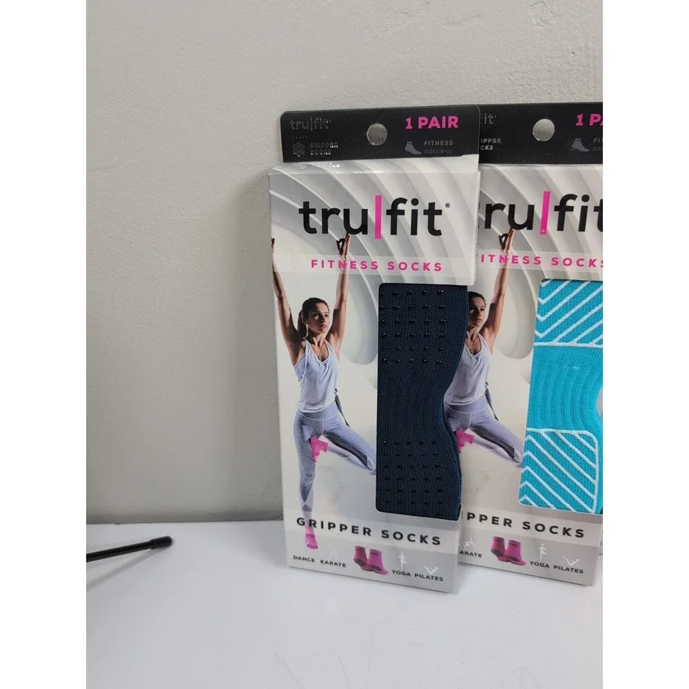 Tru Fit Non-Slip Yoga Dance Exercise Fitness‎ Socks New Set Of Three Size 9-11